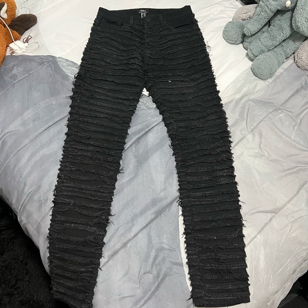 Forever 21 Black Textured Skinny Jeans